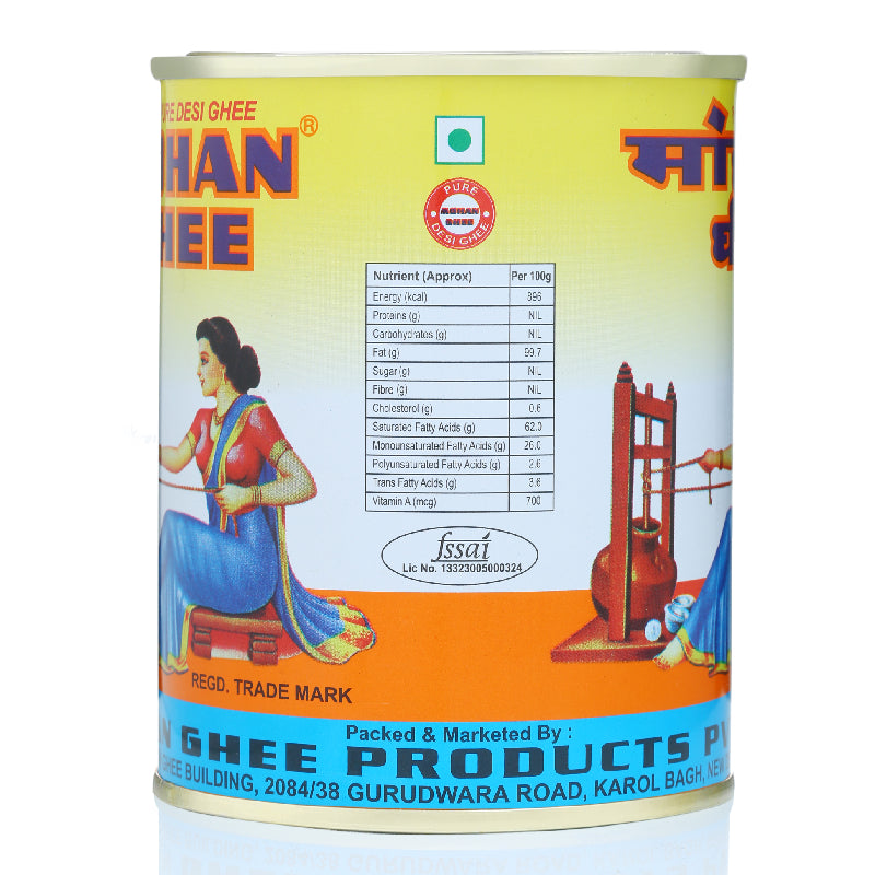 MOHAN GHEE® DESI GHEE | Predominantly Bilona Method | A2 Buffalo Milk | Curd-Churned | NOT Cream Cultured Ghee | in Food-Grade Tin | Pure, Natural, Healthy | Keto-Friendly | Lab Tested