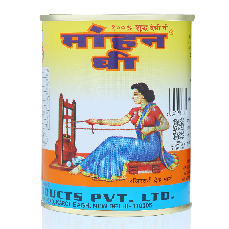 MOHAN GHEE® DESI GHEE | Predominantly Bilona Method | A2 Buffalo Milk | Curd-Churned | NOT Cream Cultured Ghee | in Food-Grade Tin | Pure, Natural, Healthy | Keto-Friendly | Lab Tested