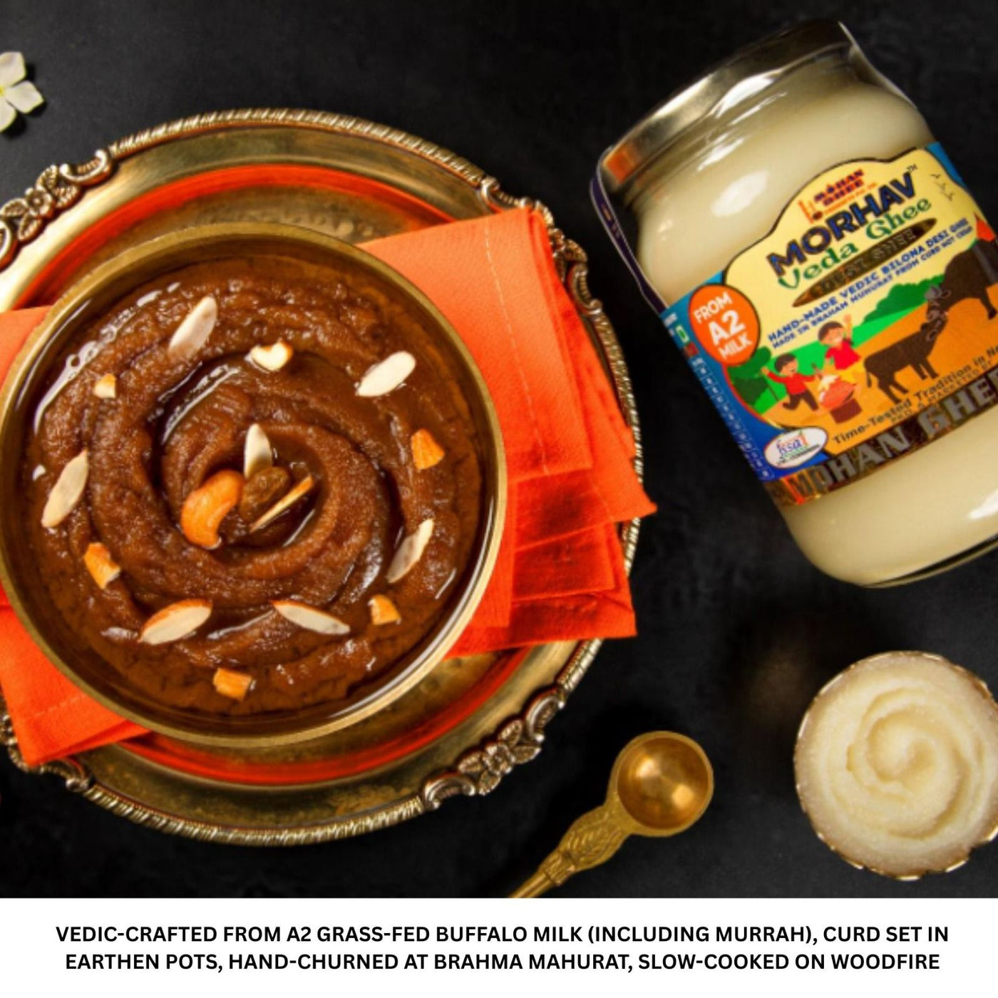MORHAV® VEDA GHEE (FROM A2 BUFFALO MILK) | 100% Ayurvedic Bilona Method | Curd-Churned in Braham Mahurat | Grass-fed Buffalo A2 Milk |Lactose-Free | No Preservatives |  No Chemicals | Pesticide Residue not detected |  Keto-Friendly | Lab Tested